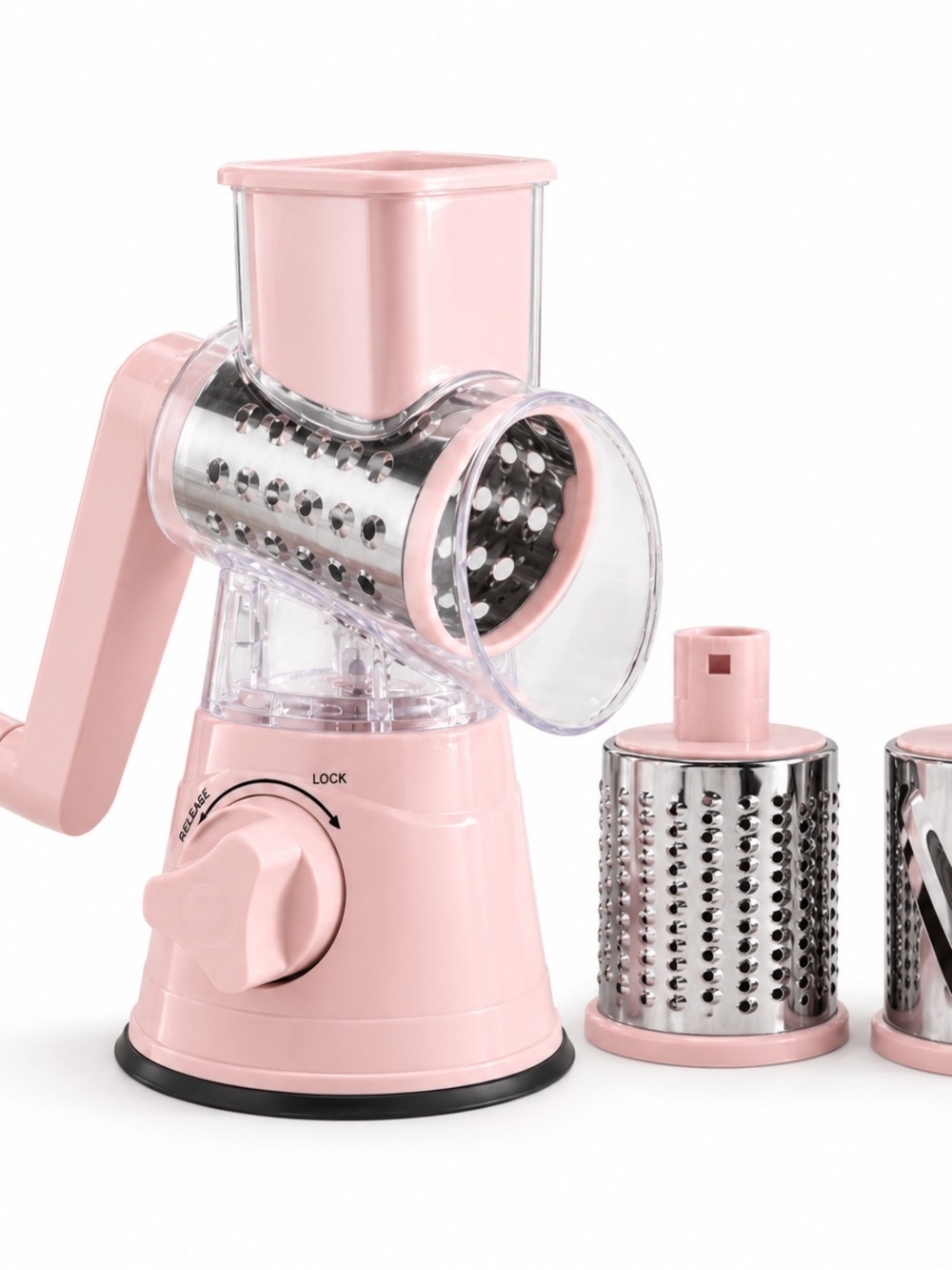 NEW Cook With Color Rotary Cheese Grater With 3 Interchangeable Drum Blades